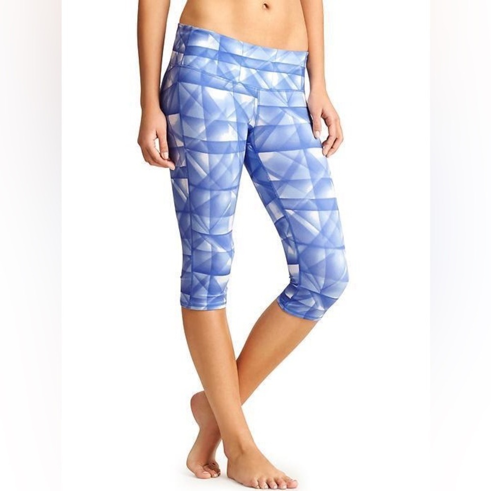 ATHLETA Diamond Chaturanga Knicker Legging Blue White NWT Size XL
